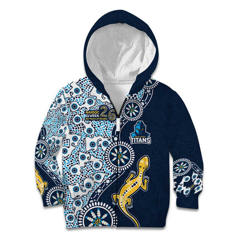 Gold Coast Titans NAIDOC Week 2026 Kid Hoodie Aboriginal Lizard Dot Painting - 50 Years of Deadly