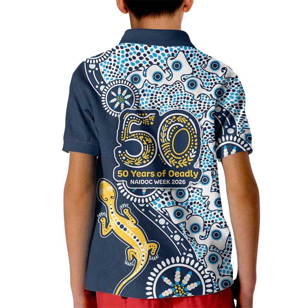 Gold Coast Titans NAIDOC Week 2026 Kid Polo Shirt Aboriginal Lizard Dot Painting - 50 Years of Deadly