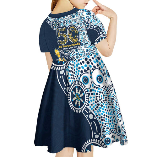 Gold Coast Titans NAIDOC Week 2026 Kid Short Sleeve Dress Aboriginal Lizard Dot Painting - 50 Years of Deadly