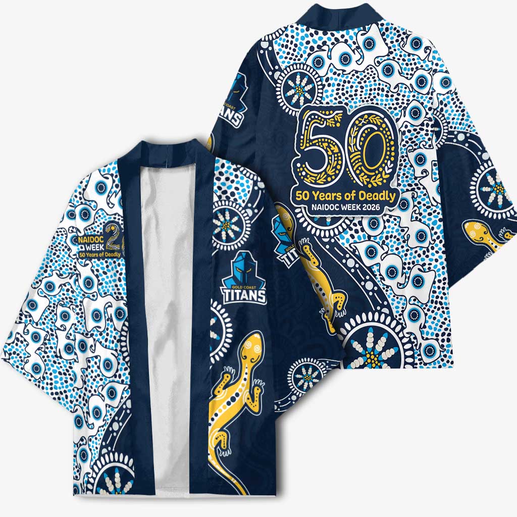 Gold Coast Titans NAIDOC Week 2026 Kimono Aboriginal Lizard Dot Painting - 50 Years of Deadly