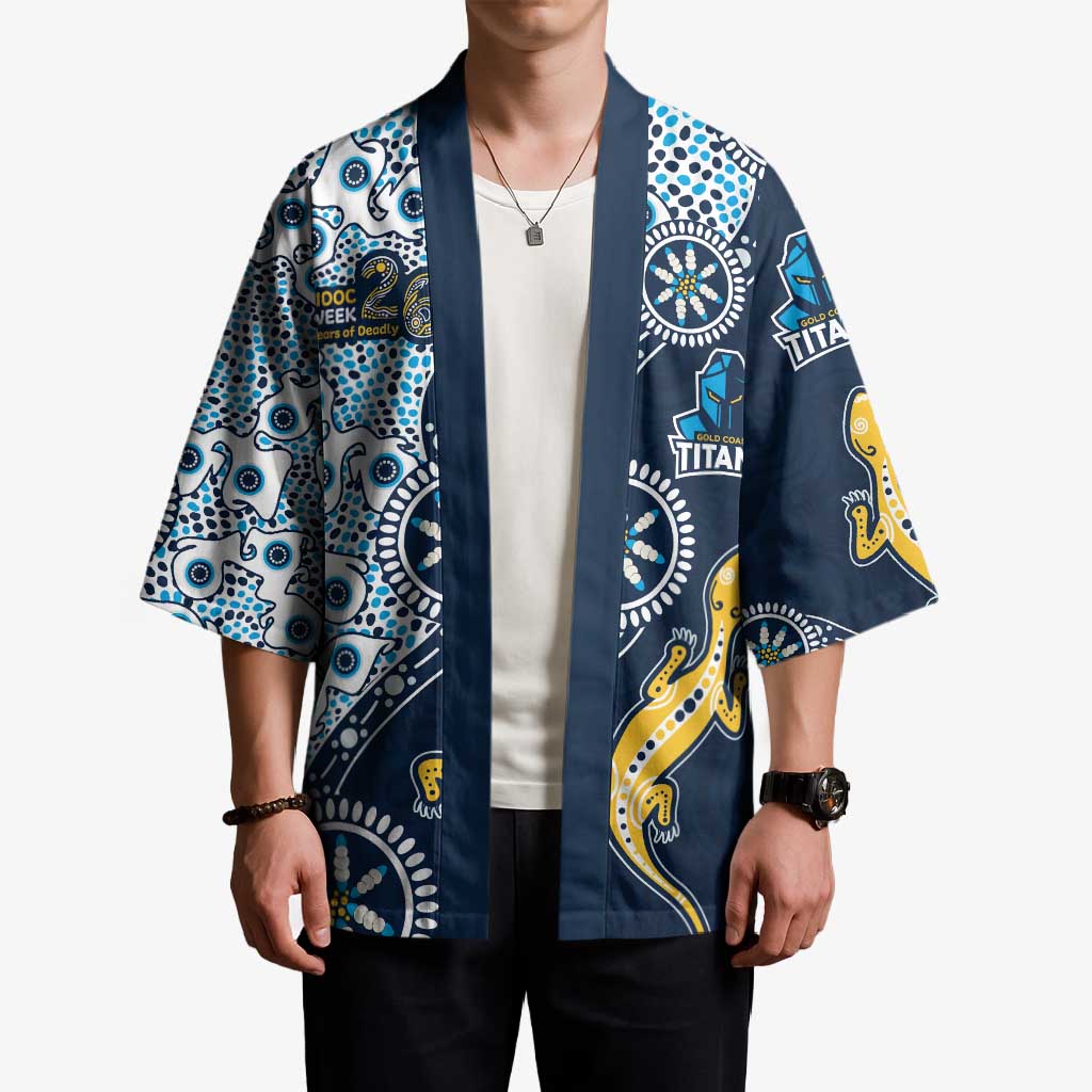 Gold Coast Titans NAIDOC Week 2026 Kimono Aboriginal Lizard Dot Painting - 50 Years of Deadly