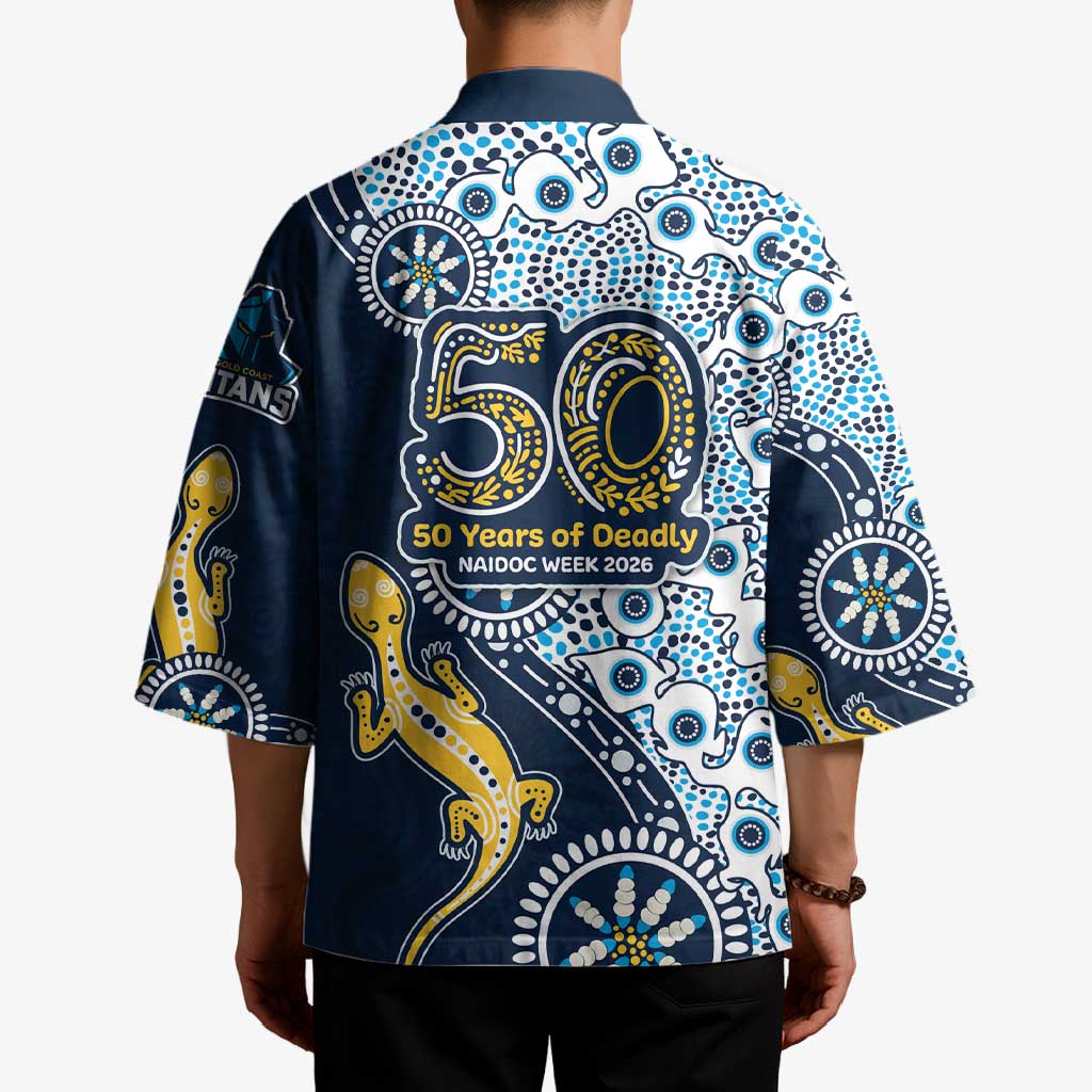 Gold Coast Titans NAIDOC Week 2026 Kimono Aboriginal Lizard Dot Painting - 50 Years of Deadly
