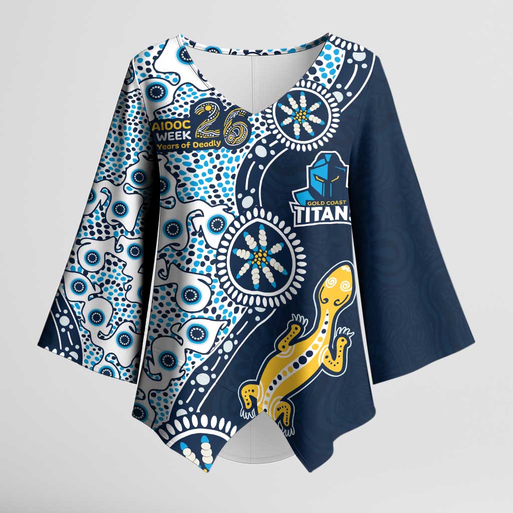 Gold Coast Titans NAIDOC Week 2026 Kimono Sleeve Blouse Aboriginal Lizard Dot Painting - 50 Years of Deadly
