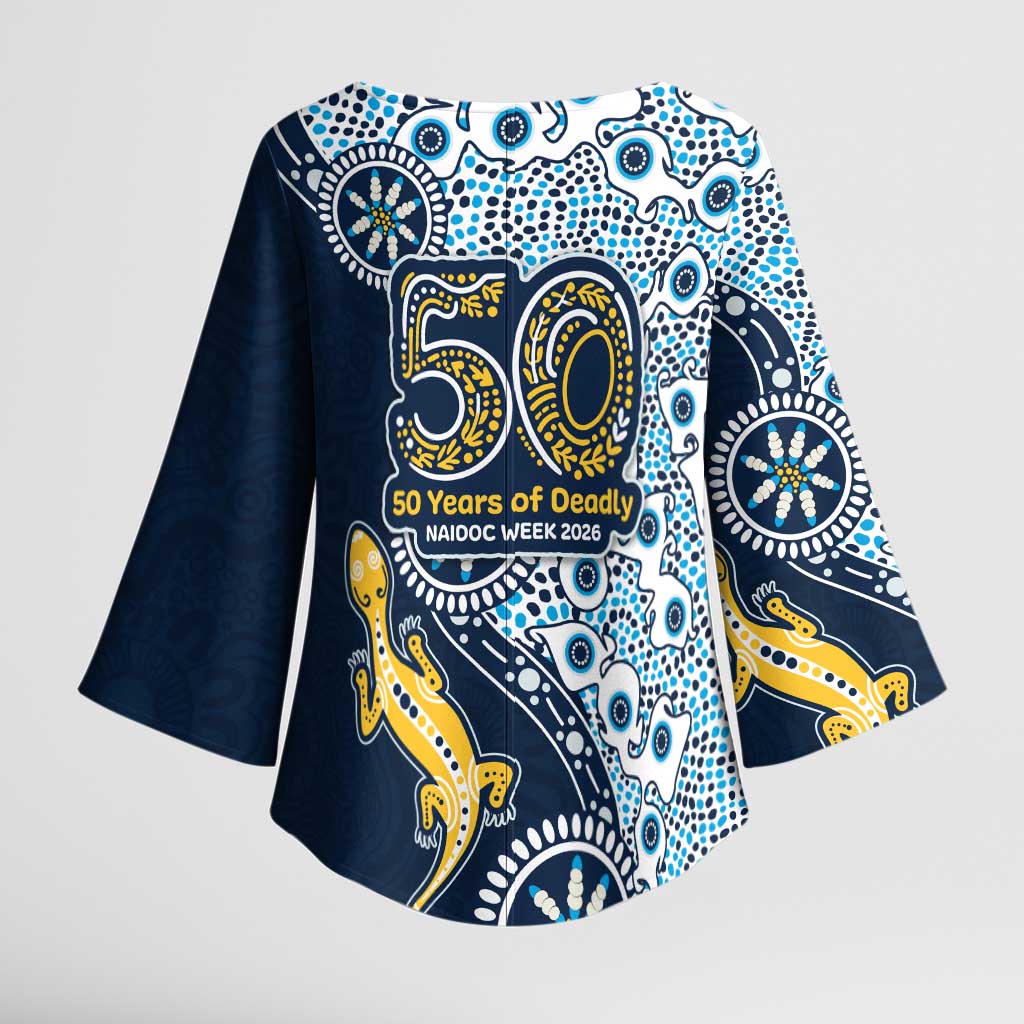 Gold Coast Titans NAIDOC Week 2026 Kimono Sleeve Blouse Aboriginal Lizard Dot Painting - 50 Years of Deadly