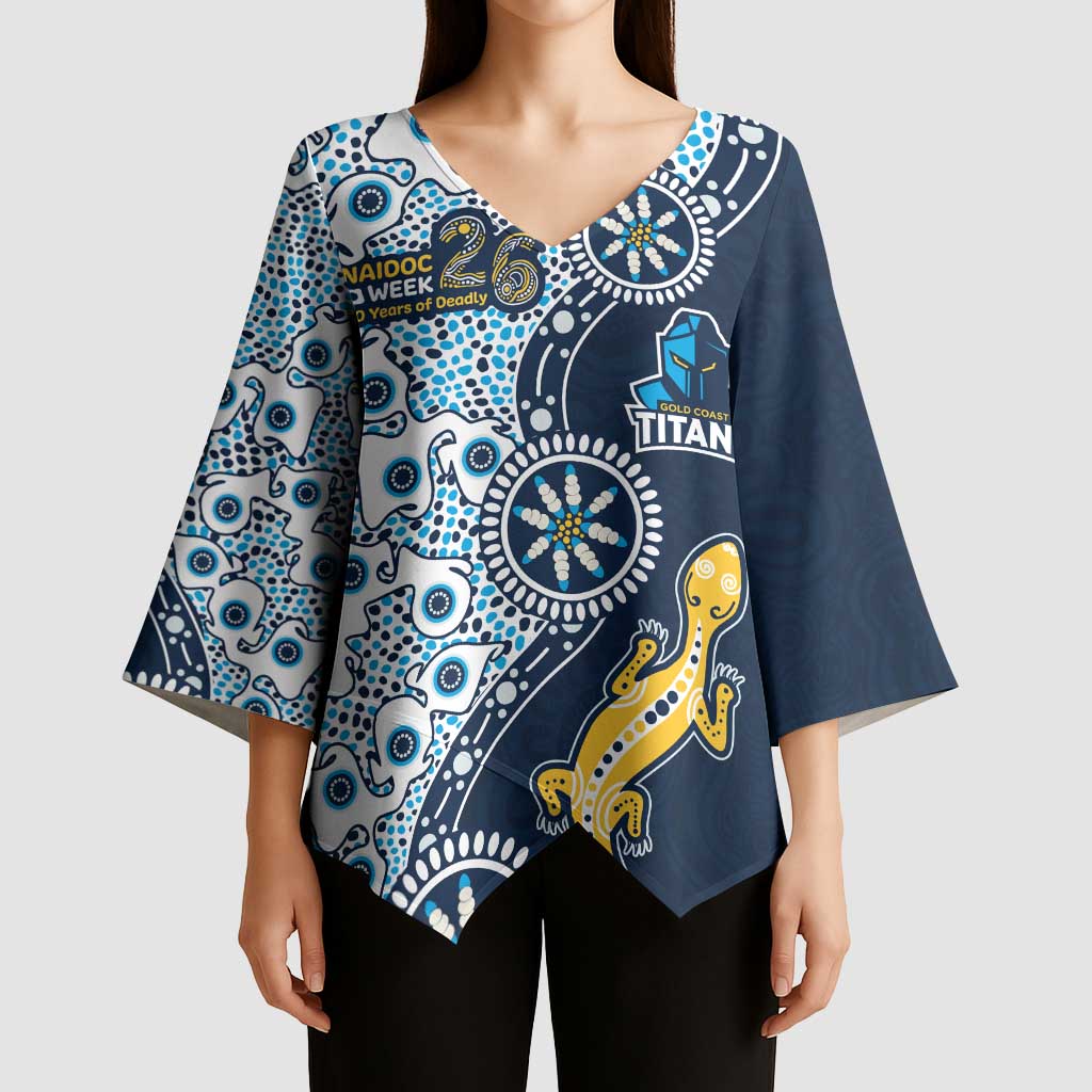 Gold Coast Titans NAIDOC Week 2026 Kimono Sleeve Blouse Aboriginal Lizard Dot Painting - 50 Years of Deadly