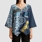 Gold Coast Titans NAIDOC Week 2026 Kimono Sleeve Blouse Aboriginal Lizard Dot Painting - 50 Years of Deadly