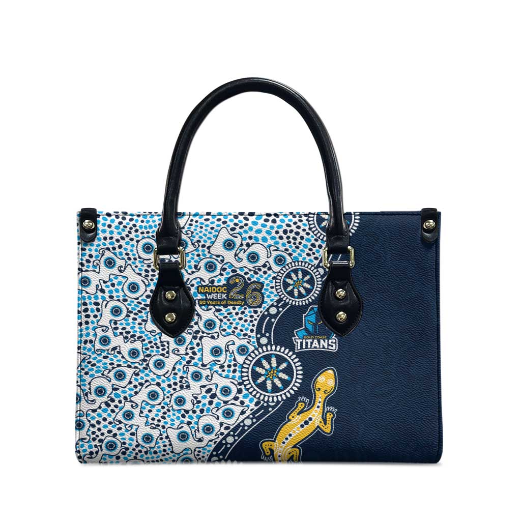 Gold Coast Titans NAIDOC Week 2026 Leather Bag Aboriginal Lizard Dot Painting - 50 Years of Deadly