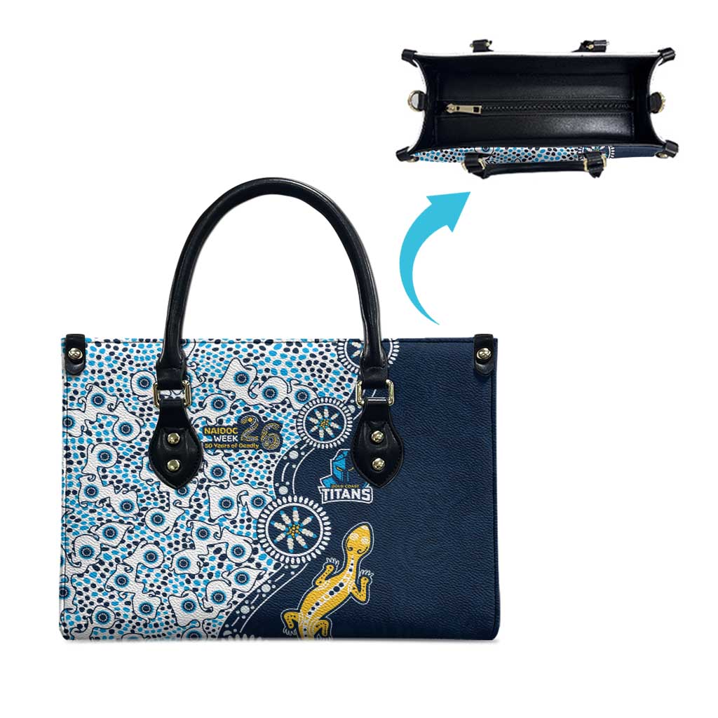 Gold Coast Titans NAIDOC Week 2026 Leather Bag Aboriginal Lizard Dot Painting - 50 Years of Deadly