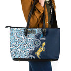 Gold Coast Titans NAIDOC Week 2026 Leather Tote Bag Aboriginal Lizard Dot Painting - 50 Years of Deadly