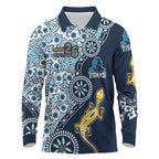 Gold Coast Titans NAIDOC Week 2026 Long Sleeve Polo Shirt Aboriginal Lizard Dot Painting - 50 Years of Deadly