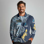 Gold Coast Titans NAIDOC Week 2026 Long Sleeve Polo Shirt Aboriginal Lizard Dot Painting - 50 Years of Deadly