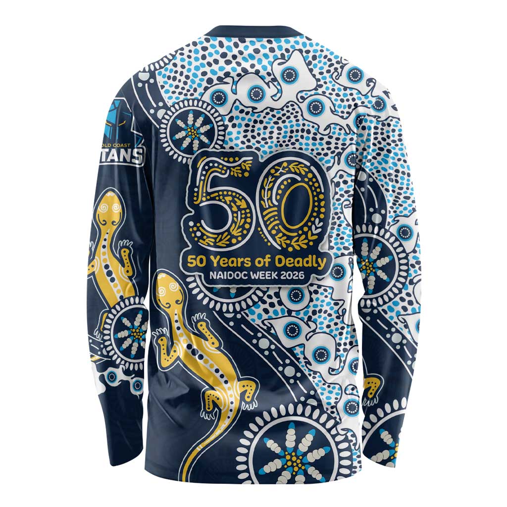 Gold Coast Titans NAIDOC Week 2026 Long Sleeve Shirt Aboriginal Lizard Dot Painting - 50 Years of Deadly