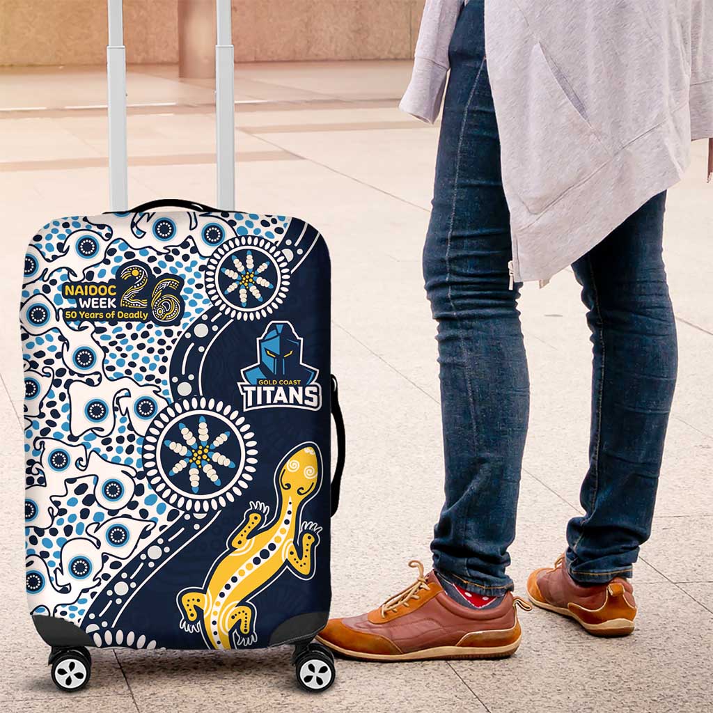Gold Coast Titans NAIDOC Week 2026 Luggage Cover Aboriginal Lizard Dot Painting - 50 Years of Deadly