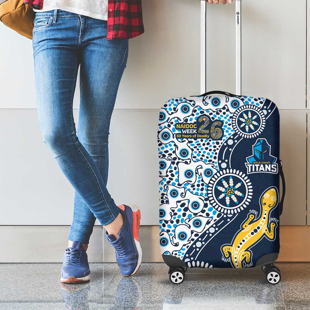 Gold Coast Titans NAIDOC Week 2026 Luggage Cover Aboriginal Lizard Dot Painting - 50 Years of Deadly
