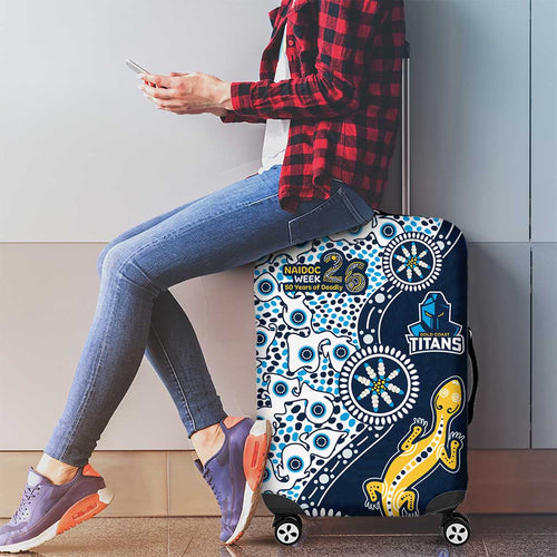 Gold Coast Titans NAIDOC Week 2026 Luggage Cover Aboriginal Lizard Dot Painting - 50 Years of Deadly