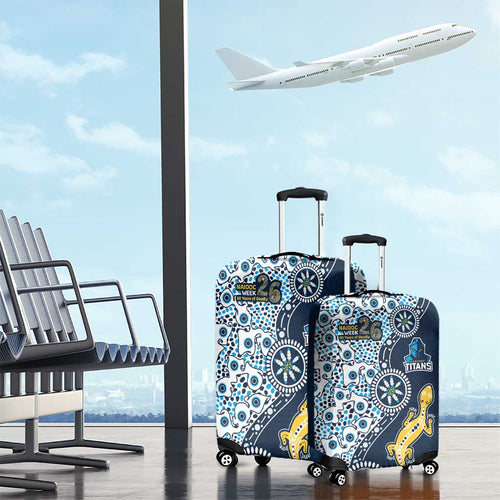 Gold Coast Titans NAIDOC Week 2026 Luggage Cover Aboriginal Lizard Dot Painting - 50 Years of Deadly