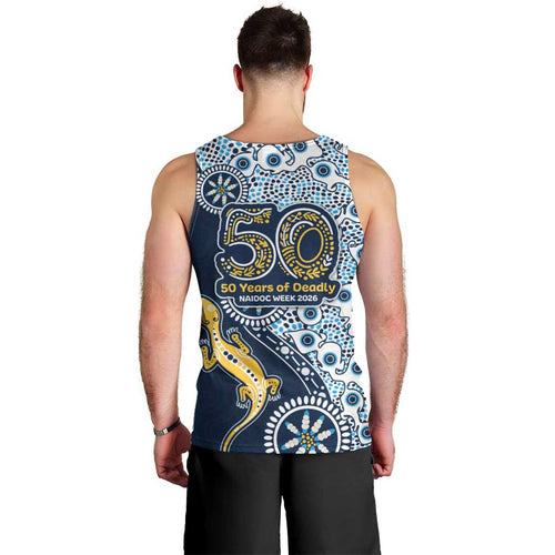 Gold Coast Titans NAIDOC Week 2026 Men Tank Top Aboriginal Lizard Dot Painting - 50 Years of Deadly