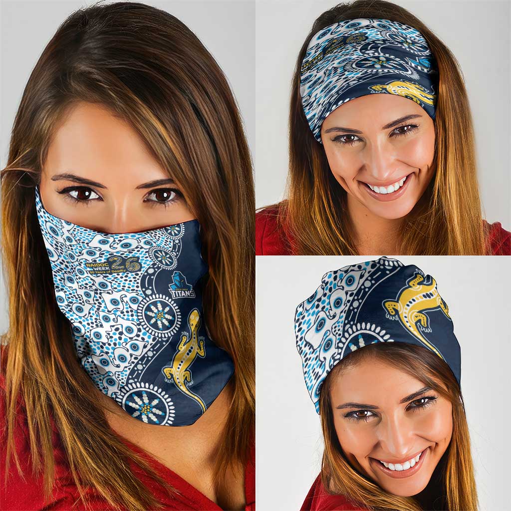 Gold Coast Titans NAIDOC Week 2026 Neck Gaiter Aboriginal Lizard Dot Painting - 50 Years of Deadly