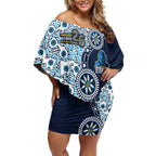 Gold Coast Titans NAIDOC Week 2026 Off Shoulder Short Dress Aboriginal Lizard Dot Painting - 50 Years of Deadly