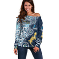 Gold Coast Titans NAIDOC Week 2026 Off Shoulder Sweater Aboriginal Lizard Dot Painting - 50 Years of Deadly
