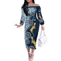Gold Coast Titans NAIDOC Week 2026 Off The Shoulder Long Sleeve Dress Aboriginal Lizard Dot Painting - 50 Years of Deadly