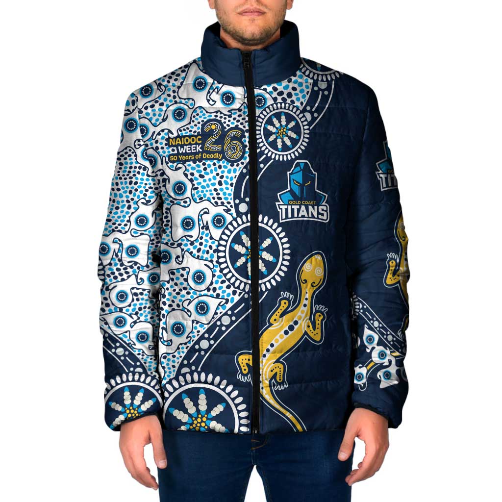 Gold Coast Titans NAIDOC Week 2026 Padded Jacket Aboriginal Lizard Dot Painting - 50 Years of Deadly