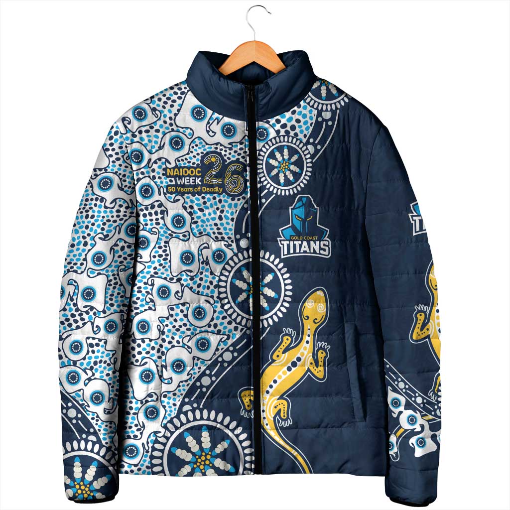 Gold Coast Titans NAIDOC Week 2026 Padded Jacket Aboriginal Lizard Dot Painting - 50 Years of Deadly