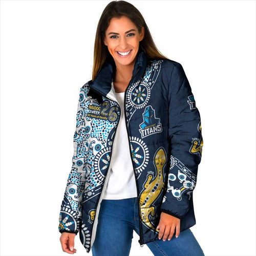 Gold Coast Titans NAIDOC Week 2026 Padded Jacket Aboriginal Lizard Dot Painting - 50 Years of Deadly