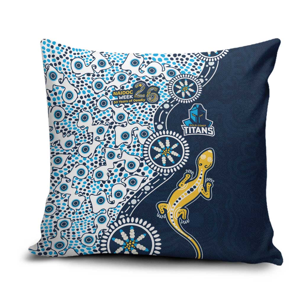 Gold Coast Titans NAIDOC Week 2026 Pillow Cover Aboriginal Lizard Dot Painting - 50 Years of Deadly