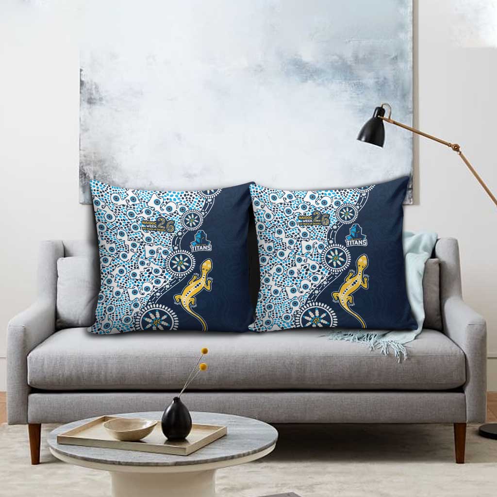 Gold Coast Titans NAIDOC Week 2026 Pillow Cover Aboriginal Lizard Dot Painting - 50 Years of Deadly