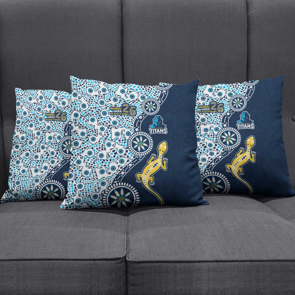 Gold Coast Titans NAIDOC Week 2026 Pillow Cover Aboriginal Lizard Dot Painting - 50 Years of Deadly