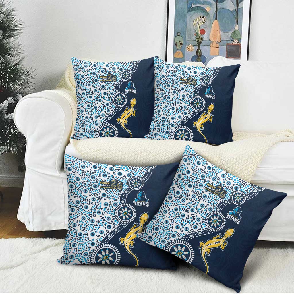 Gold Coast Titans NAIDOC Week 2026 Pillow Cover Aboriginal Lizard Dot Painting - 50 Years of Deadly