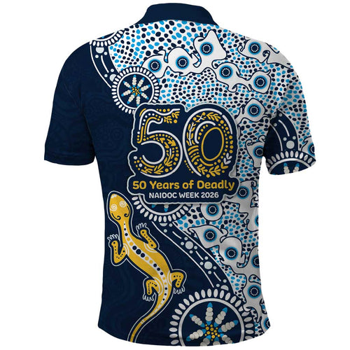 Gold Coast Titans NAIDOC Week 2026 Polo Shirt Aboriginal Lizard Dot Painting - 50 Years of Deadly
