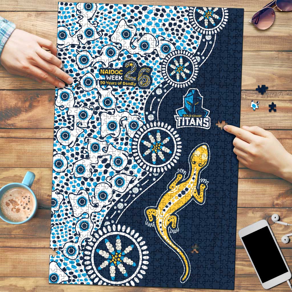 Gold Coast Titans NAIDOC Week 2026 Puzzle Aboriginal Lizard Dot Painting - 50 Years of Deadly