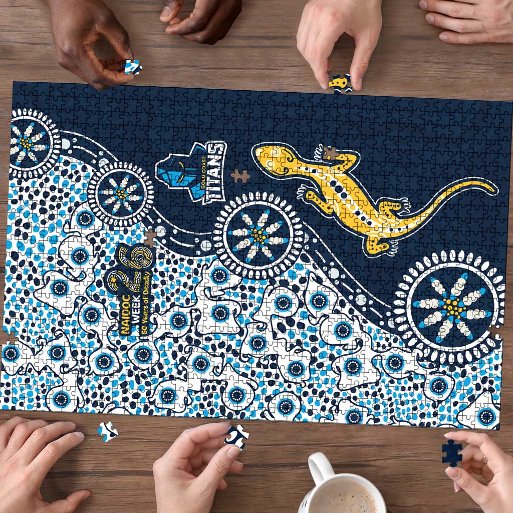 Gold Coast Titans NAIDOC Week 2026 Puzzle Aboriginal Lizard Dot Painting - 50 Years of Deadly