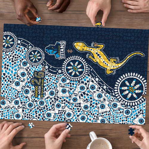 Gold Coast Titans NAIDOC Week 2026 Puzzle Aboriginal Lizard Dot Painting - 50 Years of Deadly