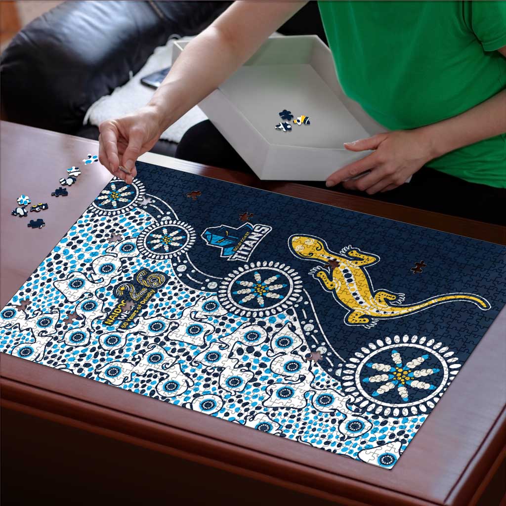 Gold Coast Titans NAIDOC Week 2026 Puzzle Aboriginal Lizard Dot Painting - 50 Years of Deadly