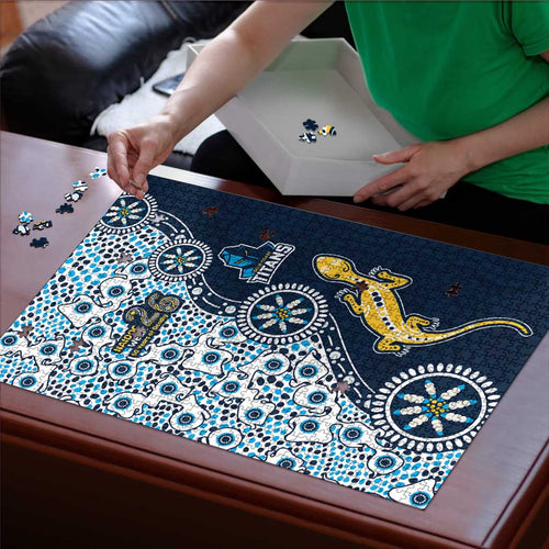 Gold Coast Titans NAIDOC Week 2026 Puzzle Aboriginal Lizard Dot Painting - 50 Years of Deadly