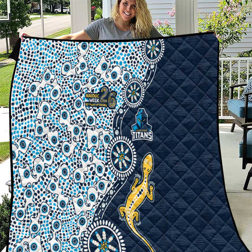 Gold Coast Titans NAIDOC Week 2026 Quilt Aboriginal Lizard Dot Painting - 50 Years of Deadly