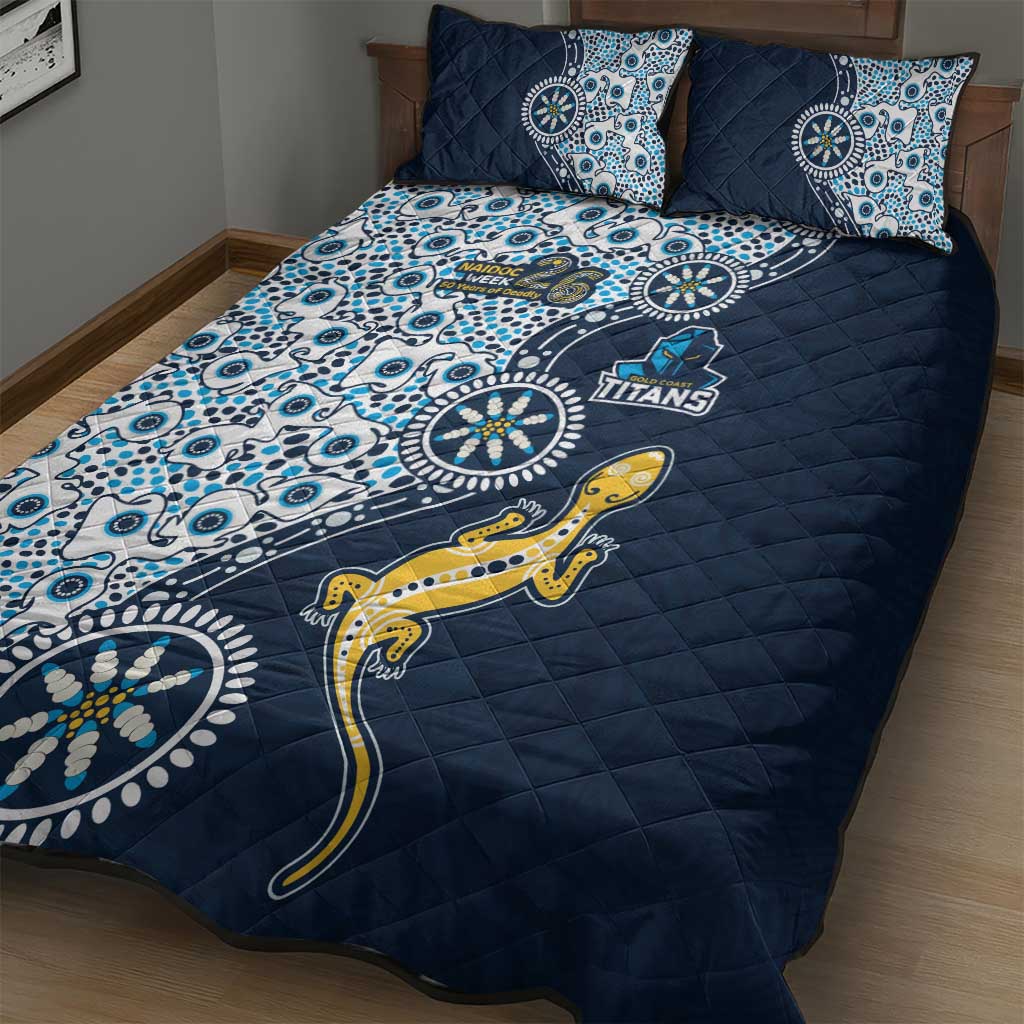 Gold Coast Titans NAIDOC Week 2026 Quilt Bed Set Aboriginal Lizard Dot Painting - 50 Years of Deadly