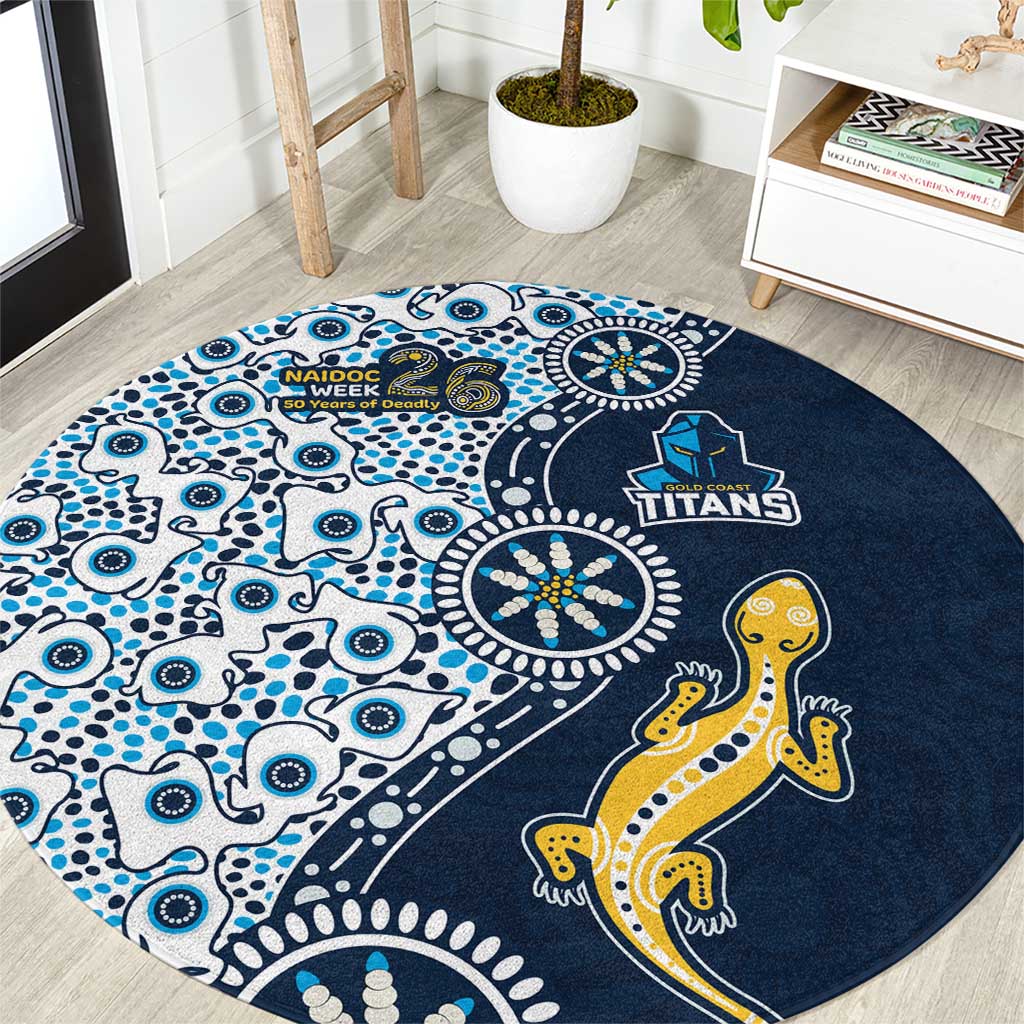 Gold Coast Titans NAIDOC Week 2026 Round Carpet Aboriginal Lizard Dot Painting - 50 Years of Deadly