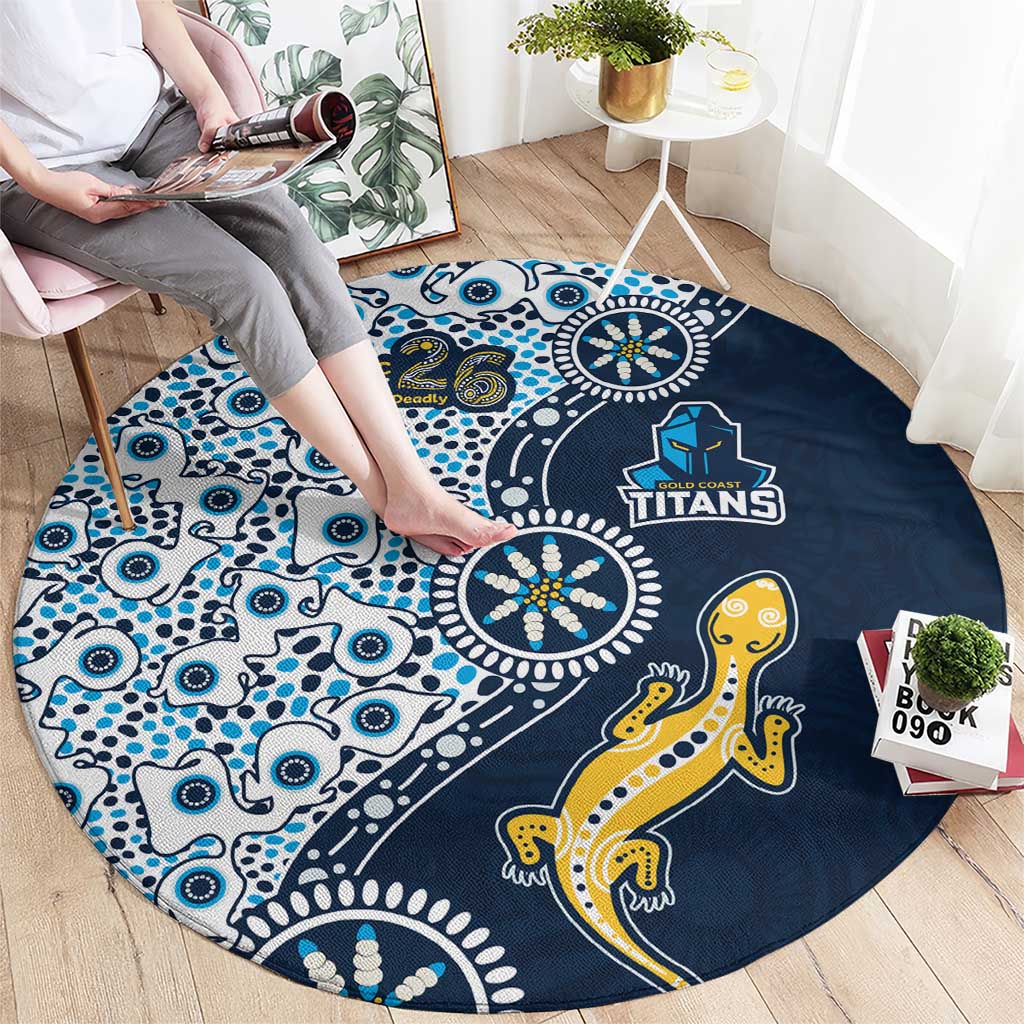 Gold Coast Titans NAIDOC Week 2026 Round Carpet Aboriginal Lizard Dot Painting - 50 Years of Deadly