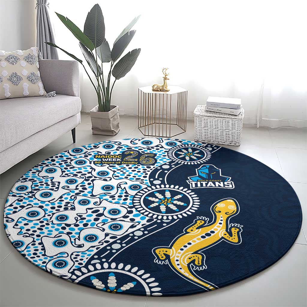 Gold Coast Titans NAIDOC Week 2026 Round Carpet Aboriginal Lizard Dot Painting - 50 Years of Deadly