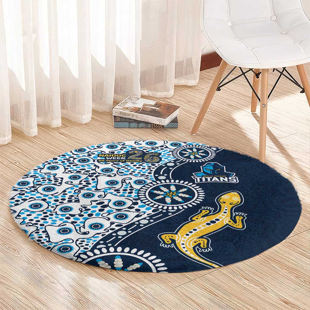 Gold Coast Titans NAIDOC Week 2026 Round Carpet Aboriginal Lizard Dot Painting - 50 Years of Deadly