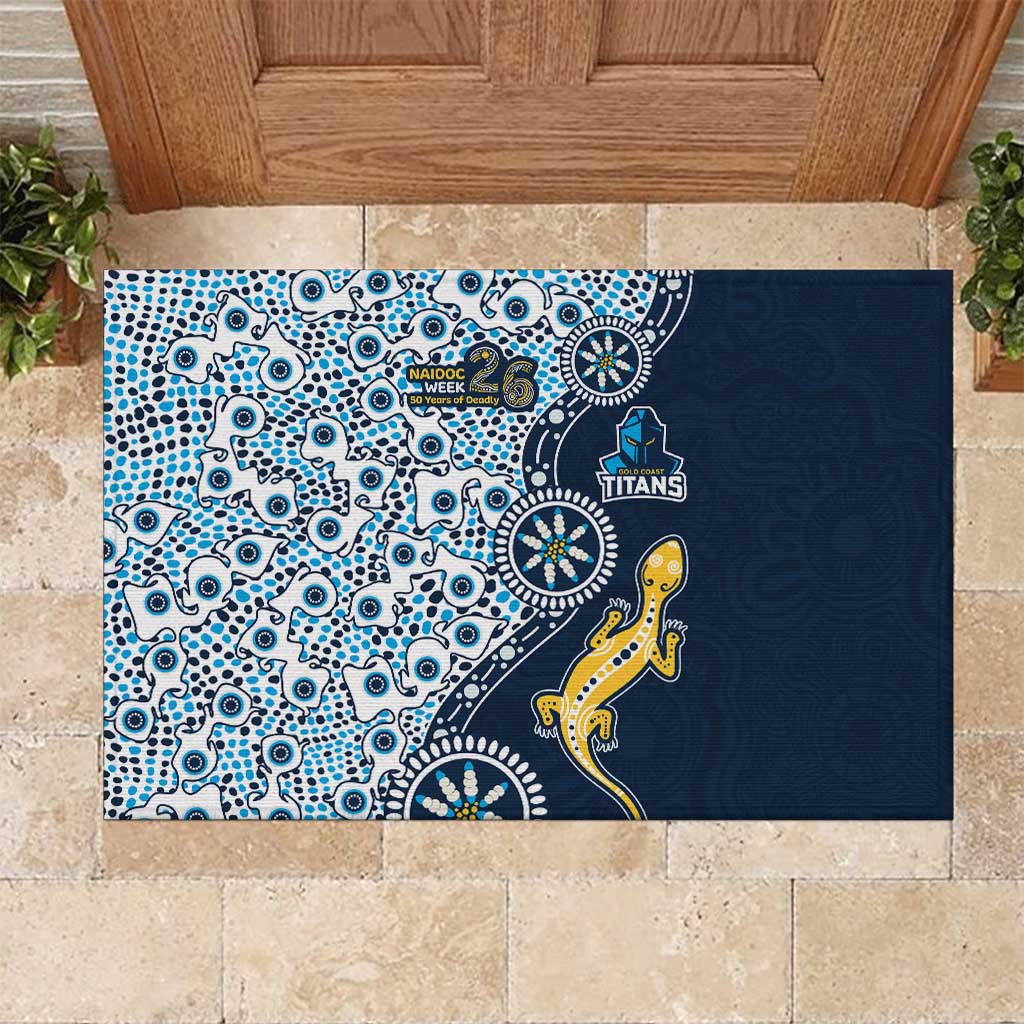 Gold Coast Titans NAIDOC Week 2026 Rubber Doormat Aboriginal Lizard Dot Painting - 50 Years of Deadly