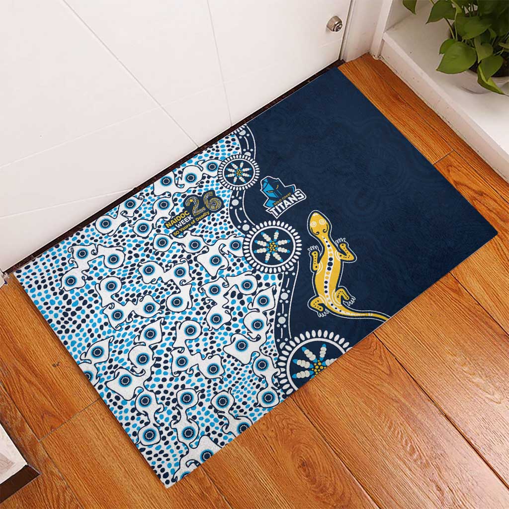 Gold Coast Titans NAIDOC Week 2026 Rubber Doormat Aboriginal Lizard Dot Painting - 50 Years of Deadly