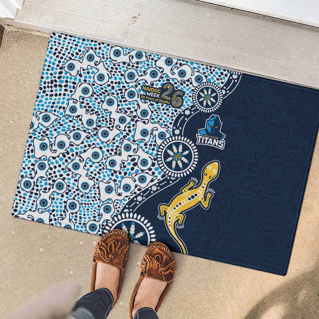 Gold Coast Titans NAIDOC Week 2026 Rubber Doormat Aboriginal Lizard Dot Painting - 50 Years of Deadly