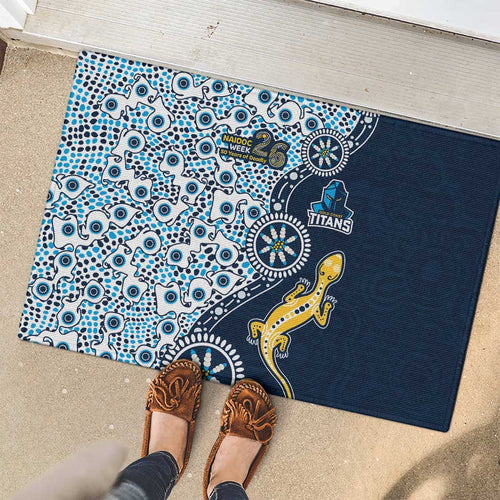 Gold Coast Titans NAIDOC Week 2026 Rubber Doormat Aboriginal Lizard Dot Painting - 50 Years of Deadly