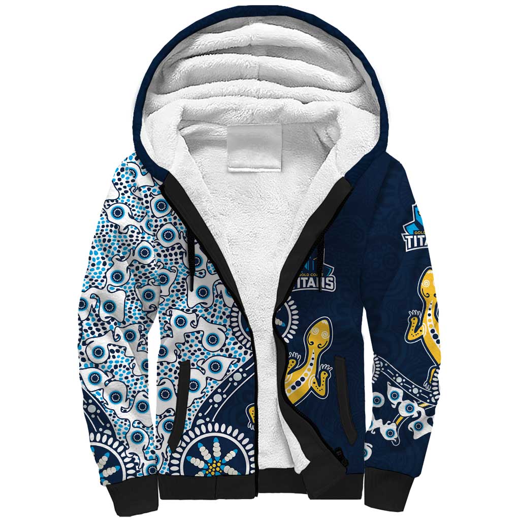 Gold Coast Titans NAIDOC Week 2026 Sherpa Hoodie Aboriginal Lizard Dot Painting - 50 Years of Deadly