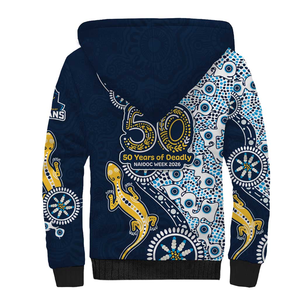 Gold Coast Titans NAIDOC Week 2026 Sherpa Hoodie Aboriginal Lizard Dot Painting - 50 Years of Deadly